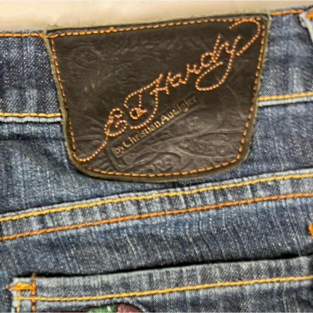 Ed Hardy Jeans by Christian Audigier “Love Kills Slowly” Y2K Denim Jeans Size 28 - Picture 5 of 10